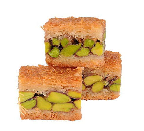 Bitesize Turkish Pistachio Baklava Assortment - Handmade Dessert Pastry - 12 pcs. Kosher certified.